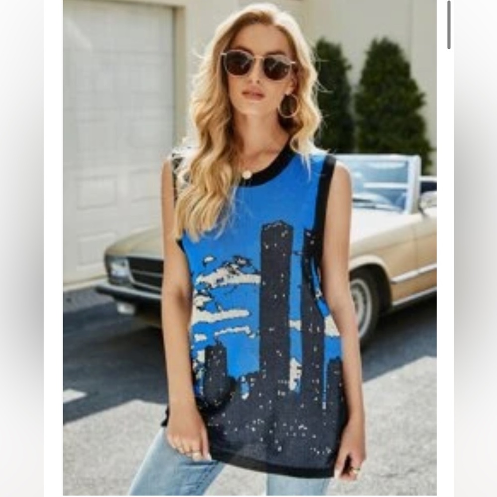 Shein Color-matched sweater vest with print 🦋